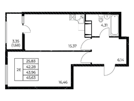 Продается 1-комнатная квартира ЖК Звезда Столицы 2, 45.63  м&sup2;, 6050538 рублей