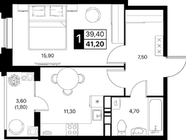 Продается 1-комнатная квартира ЖК Эстет, литер 49.1, 41.2  м&sup2;, 6985460 рублей