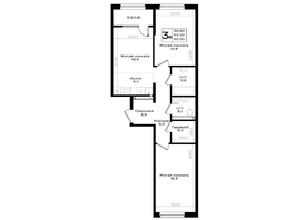 Продается 3-комнатная квартира ЖК Придонье, литер 3.2, 65  м&sup2;, 7150000 рублей