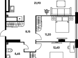 Продается 3-комнатная квартира ЖК Гринсайд, 5.1-5.5, 59.95  м&sup2;, 15340000 рублей