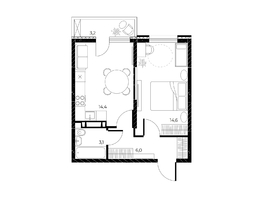 Продается 1-комнатная квартира ЖК Панорама на Театральном, литера 1, 39.1  м&sup2;, 6800000 рублей