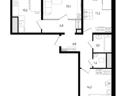 Продается 3-комнатная квартира ЖК Левенцовка Парк, лит 8-11 стр.2, сек.4,5, 63.6  м&sup2;, 7505309 рублей