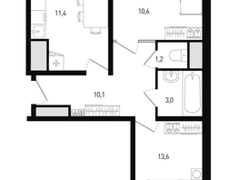 Продается 2-комнатная квартира ЖК 5 элемент Аске, лит 5-11 стр.1, сек.1,2,3,4, 51.6  м&sup2;, 6527400 рублей