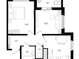 Продается 2-комнатная квартира ЖК 5 элемент Аске, лит 5-11 стр.2, сек.5,6, 50.4  м&sup2;, 6441120 рублей