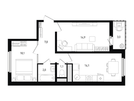Продается 2-комнатная квартира ЖК 5 элемент Аске, лит 5-11 стр.2, сек.5,6, 52.3  м&sup2;, 6328300 рублей
