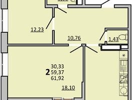 Продается 2-комнатная квартира ЖК Фрейм, 11Б, 61.65  м&sup2;, 10172250 рублей