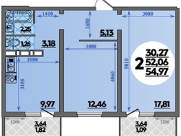 Продается 2-комнатная квартира ЖК Суворовский, литера 2, 54.97  м&sup2;, 6859999 рублей