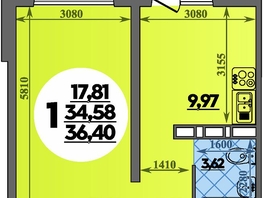 Продается 1-комнатная квартира ЖК Суворовский, литера 2, 36.4  м&sup2;, 4790000 рублей