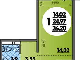 Продается Студия ЖК Суворовский, литера 23, 26.2  м&sup2;, 3703680 рублей