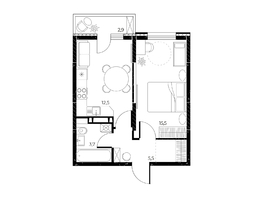 Продается 1-комнатная квартира ЖК Панорама на Театральном, литера 1, 38.1  м&sup2;, 7600000 рублей