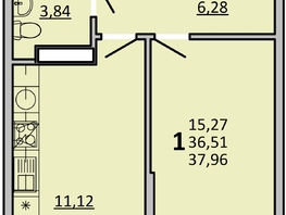 Продается 1-комнатная квартира ЖК Фрейм, 11Б, 37.85  м&sup2;, 6983325 рублей