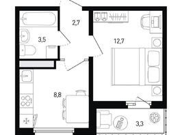 Продается 1-комнатная квартира ЖК 5 элемент Аске, лит 5-12 стр.2, сек.3,4,5,6, 29.3  м&sup2;, 4910094 рублей