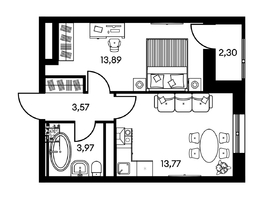 Продается 1-комнатная квартира ЖК Культура, дом 2, 40.28  м&sup2;, 9390000 рублей