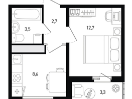 Продается 1-комнатная квартира ЖК 5 элемент Аске, лит 5-11 стр.1, сек.1,2,3,4, 29.2  м&sup2;, 4822906 рублей