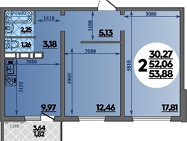 Продается 2-комнатная квартира ЖК Суворовский, литера 1, 53.88  м&sup2;, 6690000 рублей