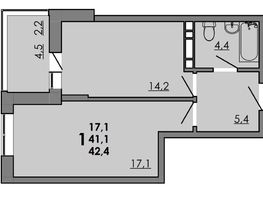 Продается 1-комнатная квартира ЖК Грей, кв-л 11-3, 42.4  м&sup2;, 5936000 рублей