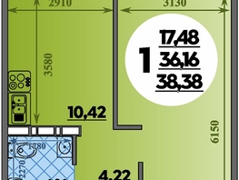 Продается 1-комнатная квартира ЖК Суворовский, литера 7, 38.38  м&sup2;, 4935668 рублей