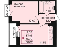 Продается 1-комнатная квартира ЖК Вишневый сад, дом 2.1, 36  м&sup2;, 5184000 рублей