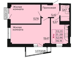 Продается 2-комнатная квартира ЖК Вишневый сад, дом 2.1, 53.3  м&sup2;, 7568600 рублей