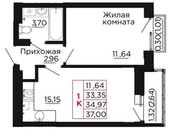 Продается 1-комнатная квартира ЖК Вишневый сад, дом 2.1, 35.3  м&sup2;, 5118500 рублей