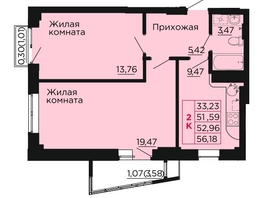 Продается 2-комнатная квартира ЖК Вишневый сад, дом 2.1, 53.4  м&sup2;, 7529400 рублей