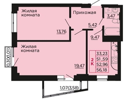 Продается 2-комнатная квартира ЖК Вишневый сад, дом 2.2, 53.7  м&sup2;, 7625400 рублей