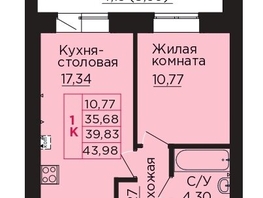 Продается 1-комнатная квартира ЖК Вишневый сад, дом 3, 39.83  м&sup2;, 5616030 рублей