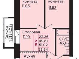 Продается 2-комнатная квартира ЖК Вишневый сад, дом 3, 51.02  м&sup2;, 7346880 рублей