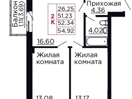 Продается 2-комнатная квартира ЖК Вишневый сад, дом 4.3, 52.34  м&sup2;, 7327600 рублей