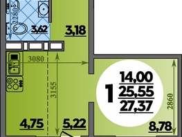 Продается Студия ЖК Суворовский, литера 1, 27.37  м&sup2;, 3929999 рублей