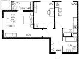 Продается 2-комнатная квартира ЖК Звезда Столицы 2, 52.7  м&sup2;, 7061800 рублей