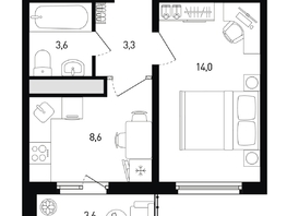 Продается 1-комнатная квартира ЖК 5 элемент Аске, лит 5-11 стр.1, сек.1,2,3,4, 31.3  м&sup2;, 5618350 рублей