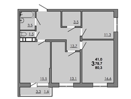 Продается 3-комнатная квартира ЖК Грей, кв-л 11-2, 80.15  м&sup2;, 8415750 рублей