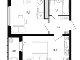 Продается 1-комнатная квартира ЖК 5 элемент Аске, лит 5-11 стр.1, сек.1,2,3,4, 37  м&sup2;, 6375100 рублей