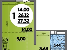 Продается Студия ЖК Суворовский, литера 6, 27.32  м&sup2;, 3748824 рублей