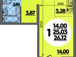 Продается Студия ЖК Суворовский, литера 2, 26.12  м&sup2;, 3550000 рублей