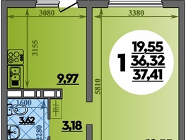 Продается 1-комнатная квартира ЖК Платовский, литер 14, 37.41  м&sup2;, 4691214 рублей