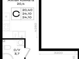 Продается Студия ЖК Придонье, литер 3.1, 24.1  м&sup2;, 3205300 рублей