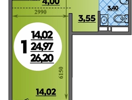 Продается Студия ЖК Суворовский, литера 7, 26.2  м&sup2;, 3637859 рублей