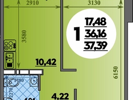 Продается 1-комнатная квартира ЖК Суворовский, литера 7, 37.39  м&sup2;, 4708500 рублей