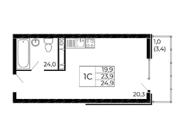 Продается Студия Назарько ул, 25.19  м&sup2;, 4055590 рублей