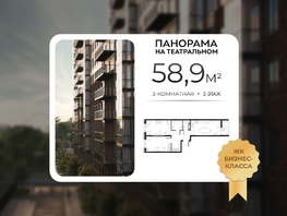 Продается 3-комнатная квартира ЖК Панорама на Театральном, литера 1, 58.9  м&sup2;, 11249900 рублей