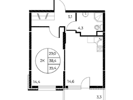 Продается 2-комнатная квартира ЖК Панорама на Театральном, литера 1, 39.4  м&sup2;, 8313400 рублей