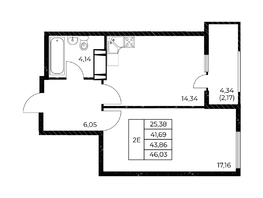Продается 1-комнатная квартира ЖК Звезда Столицы 2, 46.03  м&sup2;, 7501049 рублей