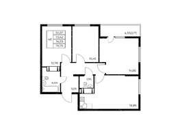 Продается 3-комнатная квартира ЖК Звезда Столицы 2, 76.75  м&sup2;, 11359000 рублей