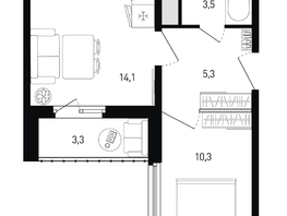 Продается 1-комнатная квартира ЖК 5 элемент Аске, лит 5-11 стр.2, сек.5,6, 34.9  м&sup2;, 4997680 рублей