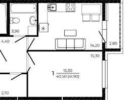 Продается 1-комнатная квартира ЖК ПРИТЯЖЕНИЕ, литер 3, 41.9  м², 5782200 рублей