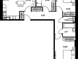 Продается 3-комнатная квартира ЖК Гринсайд, 3.1-3.4, 74.05  м², 14600000 рублей