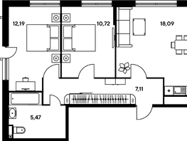 Продается 3-комнатная квартира ЖК Малина Парк, дом 1, 56.79  м², 9870000 рублей