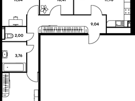 Продается 3-комнатная квартира ЖК Малина Парк, дом 1, 77.95  м², 12580000 рублей